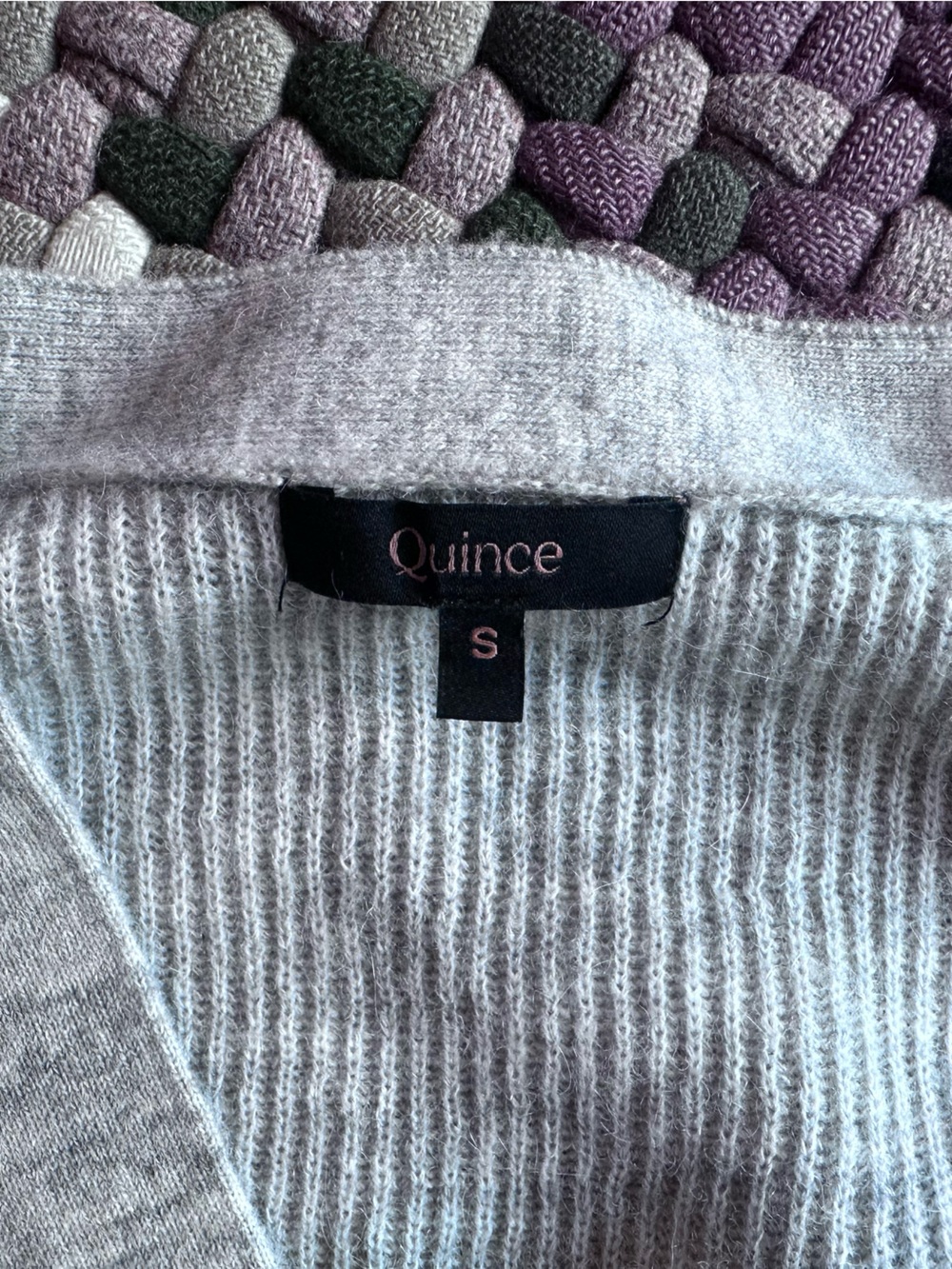 Quince Light Gray Ribbed V-Neck Cardigan Sweater - Small - Picture 2 of 5